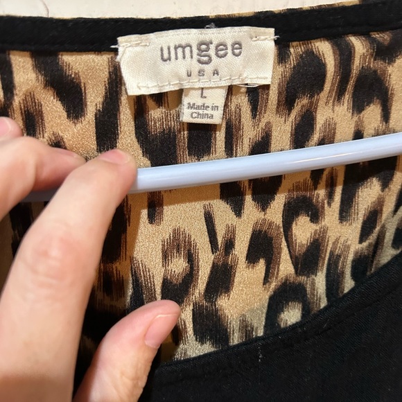 Umgee Black dress with Leopard Print Accent - Picture 2 of 4